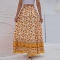 thumbnail image 6 of Baywell Womens Maxi Skirt Floral Printed Beach Pleated High Waisted A-Line Long Skirts, Yellow, XL, 6 of 12