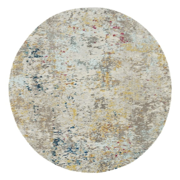 SAFAVIEH Madison Nita Vintage Floral Area Rug, Grey/Gold, 3' x 3' Round