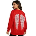 thumbnail image 4 of IWRICH Cute Hoodies for Women Rhinestone Angel Sweatshirts 20s Fashion Casual Tees Red M, 4 of 7
