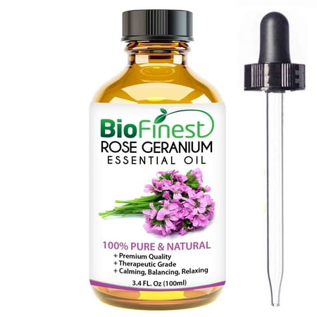 Biofinest Rose Geranium Essential Oil - 100% Pure Organic Therapeutic Grade - Best for Aromatherapy, Cosmetics, Mood Relaxing, Ease Stress Anxiety PMS Fatigue Cramps Tension - FREE E-Book