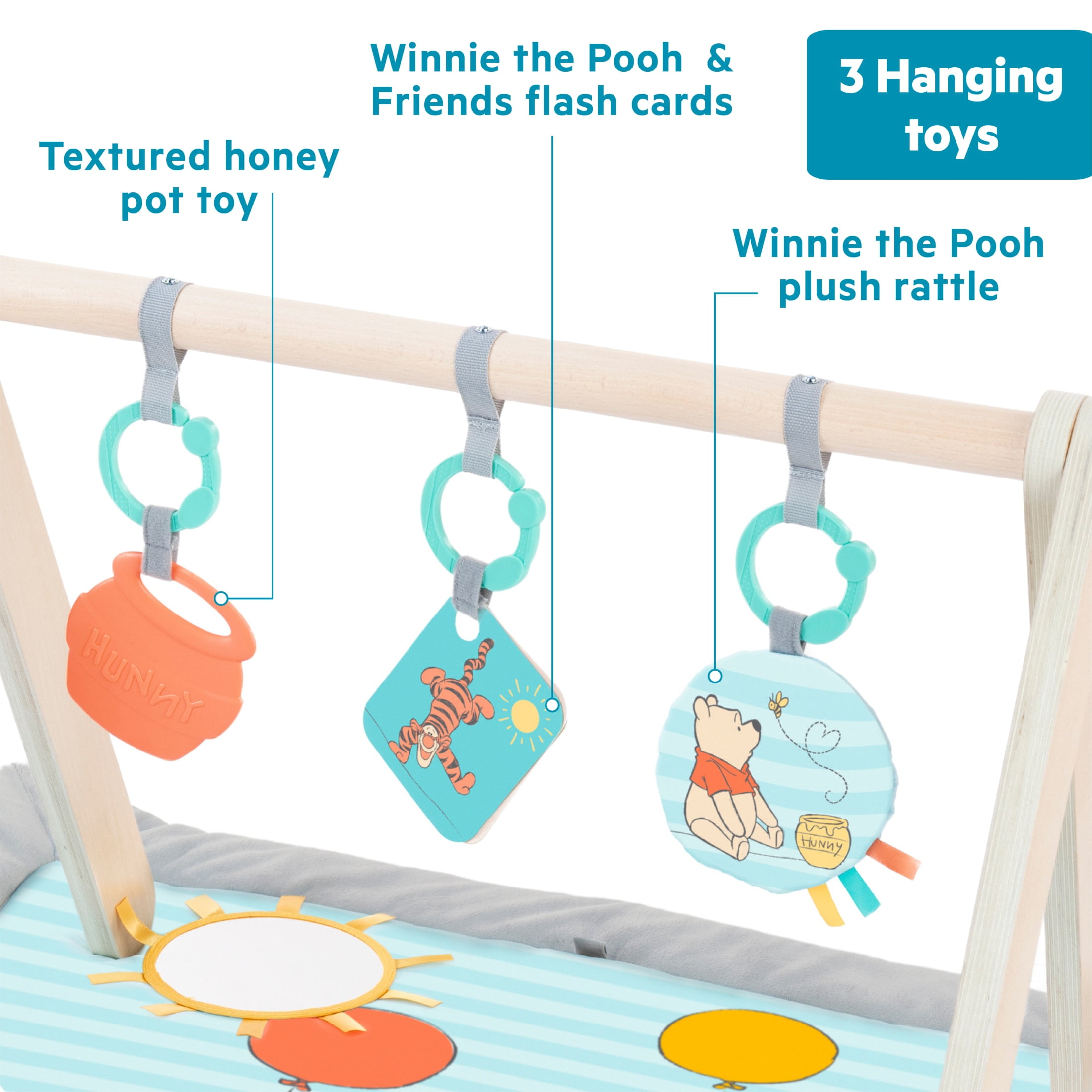 Bright Starts Disney WINNIE THE POOH Once Upon a Tummy Time Activity Gym, Blue, Newborn