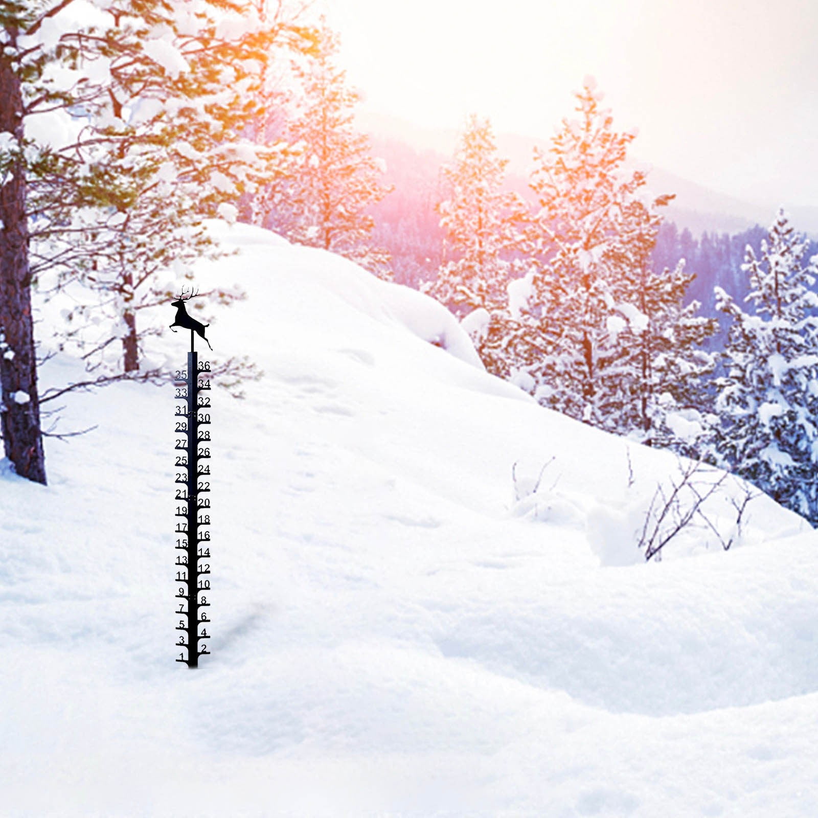 Sunshinehomely 36 Inch Snow Gauge Outdoor, Snow Measuring Stick, Winter Snow Ruler Snowfall Measuring Gauge, Metal Christmas Snow Gauge, Iron Art Snow Gauge for Yard Christmas Decorations