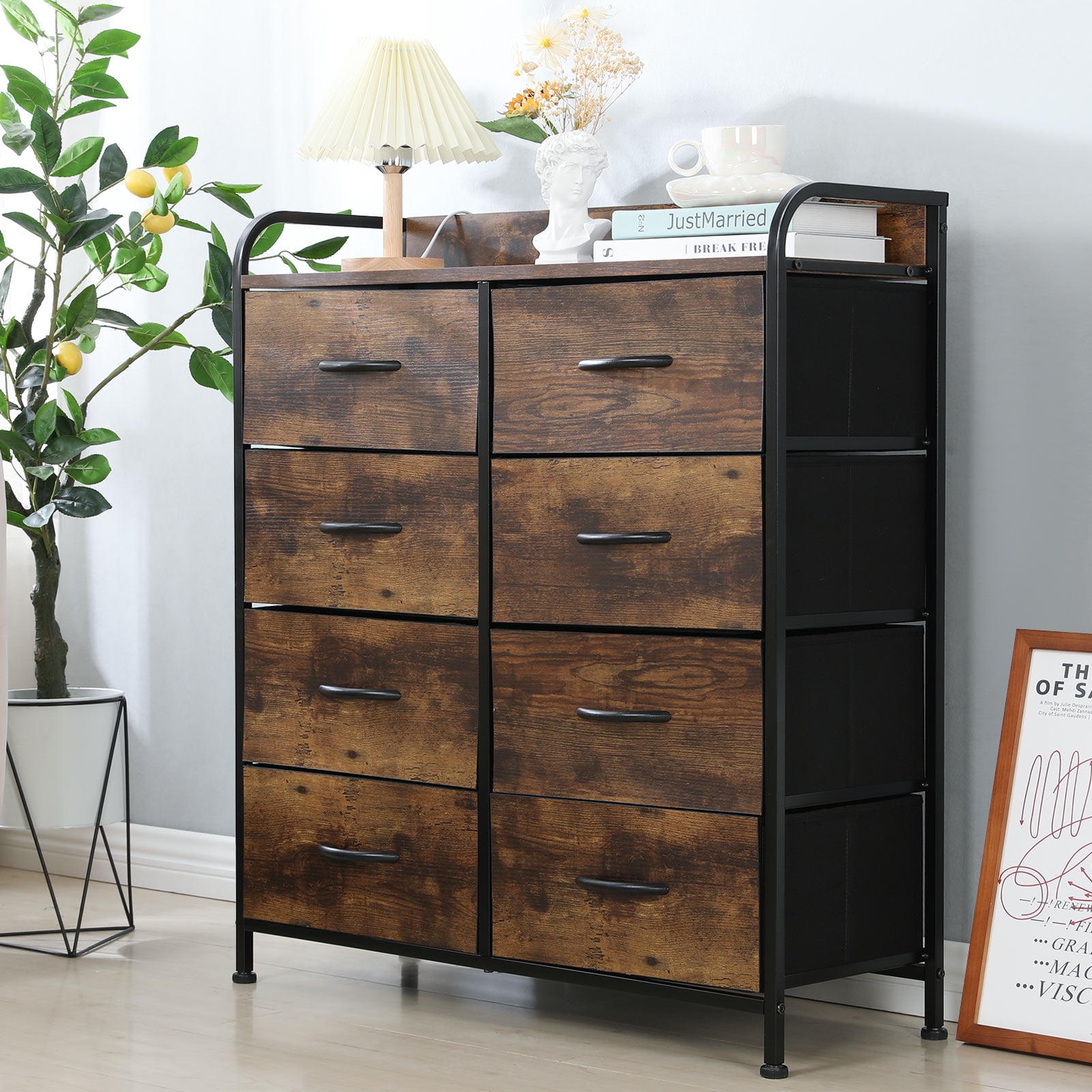 AVAWING Drawer Dresser, Closet Storage Dresser with 8 Wooden Panel