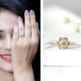 thumbnail image 3 of Rosec Jewels Lab Grown Diamond Flower Engagement Ring for Women, EF-VS Quality - with Jewelry Box, 10K Yellow Gold, US 5.50, 3 of 9