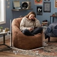 thumbnail image 3 of YANTONG Milano Bean Bag Chair for Kids, Teens, Adults, Chestnut Vegan Suede, Lightweight Seat for Reading Nook and Gaming, 2.5 Foot Refillable, 3 of 5