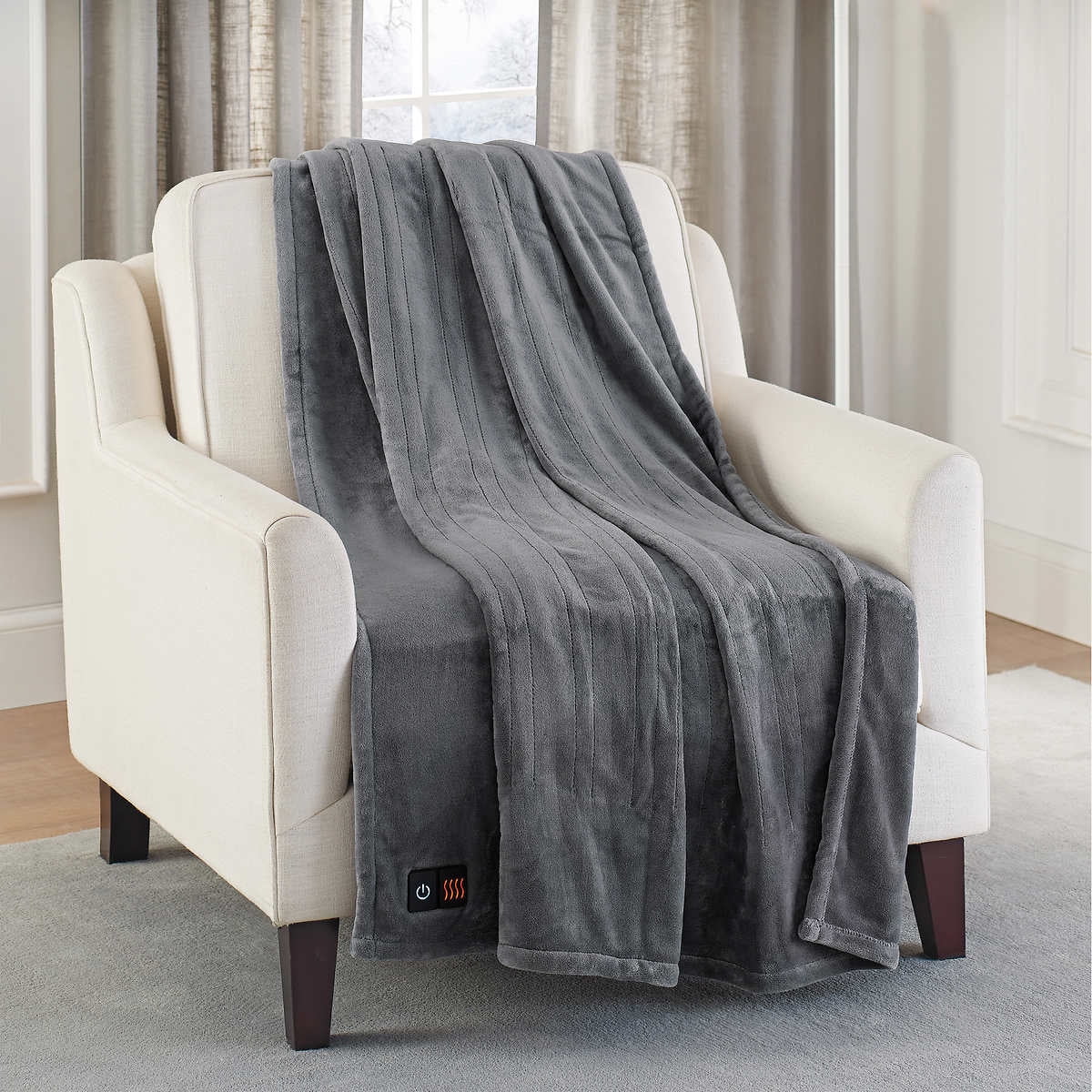 Brookstone Heated Throw 50 in. x 60 in Dark Grey Walmart