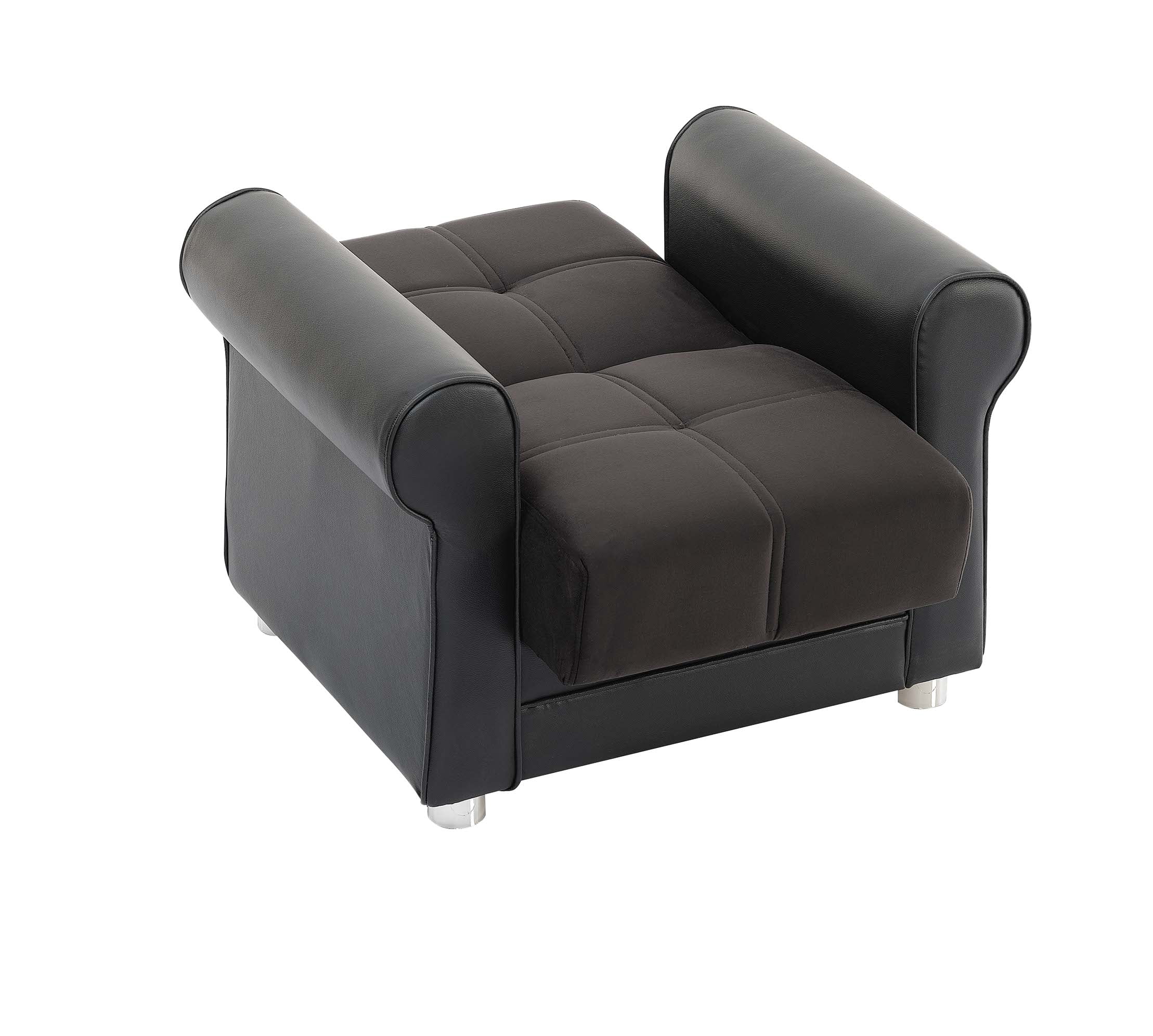 Ottomanson Convertible Accent Armchair with Hidden Storage, Firm Comfort Seating, Black
