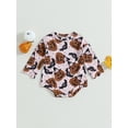 thumbnail image 2 of Wassery Infant Baby Rompers 3M 6M 12M 18M Halloween Clothes Cat/Bat Print Toddler Long Sleeve Jumpsuit for Newborn Infant, 2 of 8