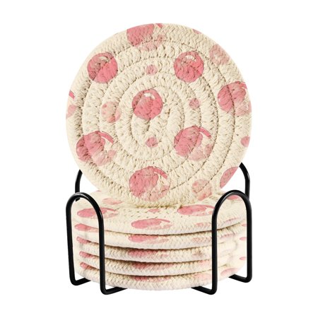 

6 coil coasters 3.94x3.94x0.24 inch water coasters Drink coasters with cup holders Absorbent coasters Heat resistant for bar protection Pink Bubble