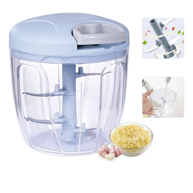 Picador Cortador De Verduras Rallador Manual 4 Cuchillo Acer Capacidad 900ml Xtellar azul