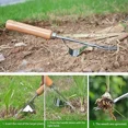 thumbnail image 3 of Lawn weeder, bindweeder, stainless steel hand weeder, weed cutter with wooden handle, garden tools, manual weed rooting fork, 3 of 8
