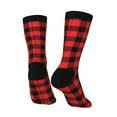 thumbnail image 3 of Goofa Buffalo Plaid Red Black Printed Men's Crew Socks, Soft Durable Breathable Moisture-Wicking with Odor Control Cotton socks, 3 of 9