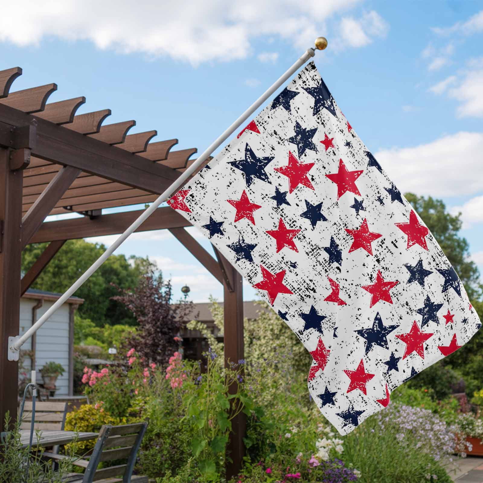 4th of July Flags for Outside 3x5 ft Red White Blue Stars Stripes Outdoor Flags Double Sided Grommets House Banner Vintage USA Flag Patio Yard Flag for Outdoor Party Porch Independence Day