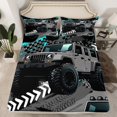 thumbnail image 1 of Erosebridal Truck Fitted Sheet Set Full for Teens, Racing Car 02, Geometric Decor 3 Pieces（No Top Sheet）, 1 of 6