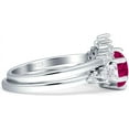 thumbnail image 5 of Two Piece Round Vintage Style Ring Ruby Cubic Zirconia White Tone 925 Sterling Silver, Size 7, 5 of 7