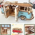 thumbnail image 2 of Blue And Red Wooden Puzzle Camping Car, Wooden Car Model, Assembled 3d Three-, 2 of 5