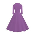 thumbnail image 5 of Miqool Women's 1950s Vintage Tea Party Cocktail Dresses 3/4 Sleeve Lapel A-Line Swing Midi Dress Prom Formal Dresses Work Church Dress, 5 of 9