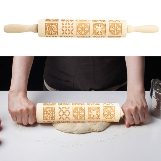 Rodillo De Amasar Grabado De Navidad Rodillo De Masa De Madera En Relieve 20 Rodillo De Pastelería Estampado Para Hornear De Navidad En Relieve ANGGREK Otros