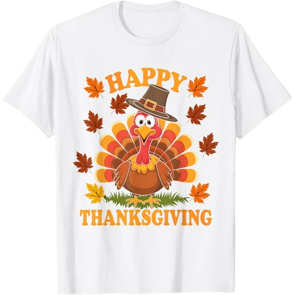 Happy Thanksgiving Funny Turkey Family Dinner Thanksgiving T-ShirtMen's and women's pure cotton short-sleeved shirts