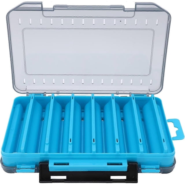 Fishing Accessories Storage Box with Adjustable Interior Compartments, Blue 19.8*13.5*3.6