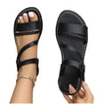 thumbnail image 4 of Wensltd Women's Summer Sandals Casual Round Toe Open Toe Flat Slip On Comfort Lightweight Beach Sandals Outdoor Walking, 4 of 9