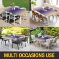 thumbnail image 5 of Purple Yellow Ombre Table Cloths for 5 Foot Rectangle Tables, Farmhouse Modern Gradient Art Patio Waterproof Elastic Fitted Tablecloths, Washable Rectangular Table Cover for Camping, 5 of 8