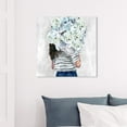 thumbnail image 2 of Wynwood Studio 'Flower Delivery Girl Blues' Fashion and Glam Wall Art Canvas Print - Blue, White, 20" x 20", 2 of 2