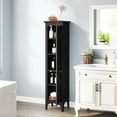 thumbnail image 2 of Costway 63" Tall Bathroom Cabinet with 2 Louvered Doors & Adjustable Shelf, Elevated Legs Black, 2 of 10