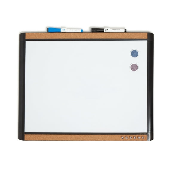 U Brands  20 x 16 in. Magnetic Dry Erase Whiteboard, Modern Pin-It Frame