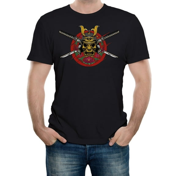 Japanese Samurai Face Mask Men's Graphic T-Shirt | Warrior & Martial Arts Tee
