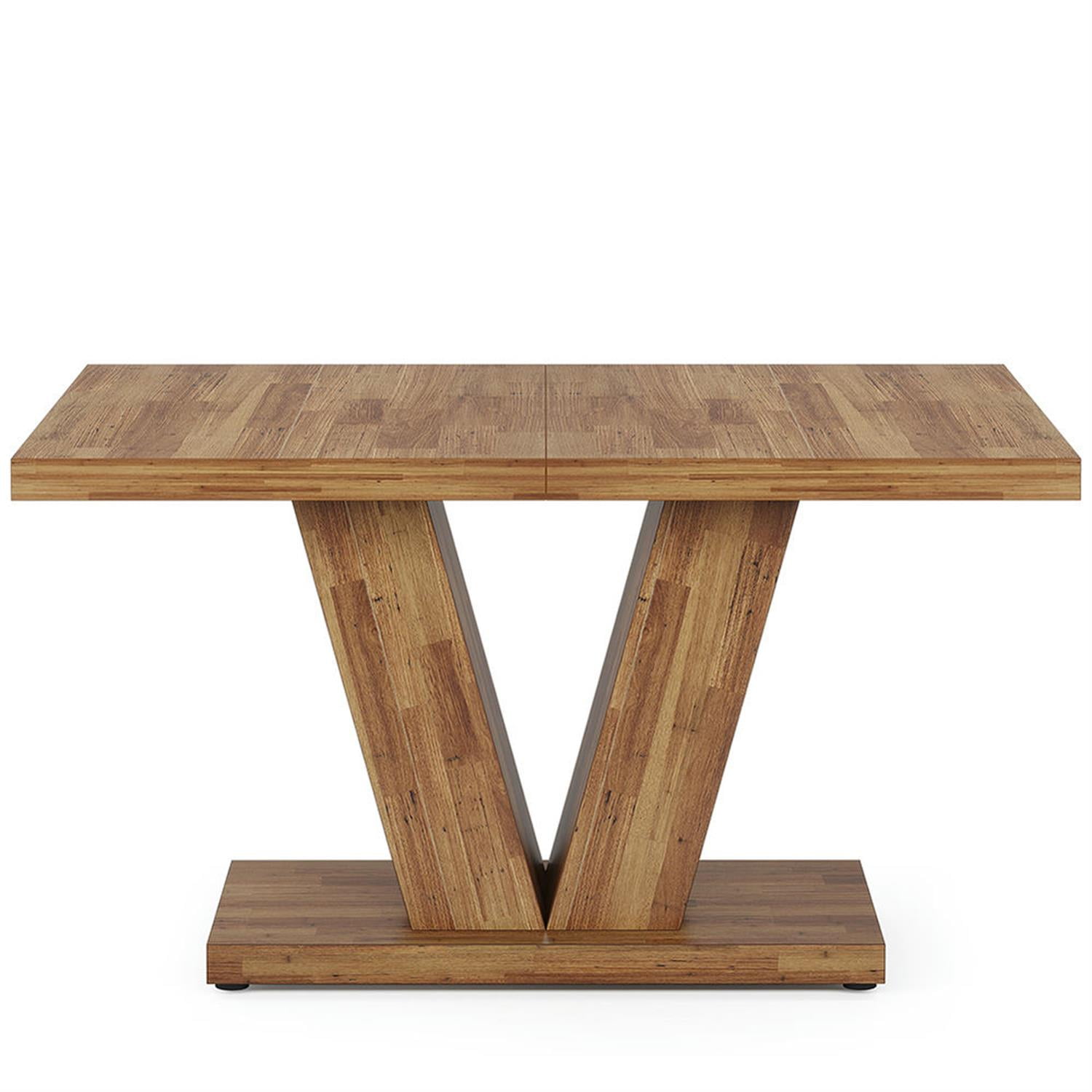 Demi Bonn 47" Modern Dining Table for 4 People, Wood Farmhouse Kitchen Table with Duty Pedestal for Dining Room, Home, Brown