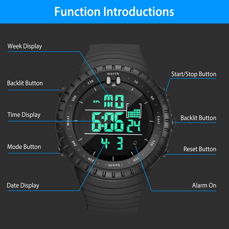 Ezon Digital Sport Watch For Outdoor Running With Countdown Timer And  Stopwatch Waterproof Mens Black Watch Black L008A11 