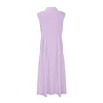 thumbnail image 5 of JSheng Summer Plus Size Dresses for Women New Trendy Cotton And Linen Solid Color Casual Turndown Collar Sleeveless Button Dress Purple XXL, 5 of 5