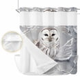 thumbnail image 2 of Winter Owl No Hook Shower Curtain Waterproof, Bathroom Curtains with Snap in Liners and See Through Top Window, Country Birds Animal Tree Branches Snow Hotel Style Bathtub Curtains Shower 72"Wx72"L, 2 of 8
