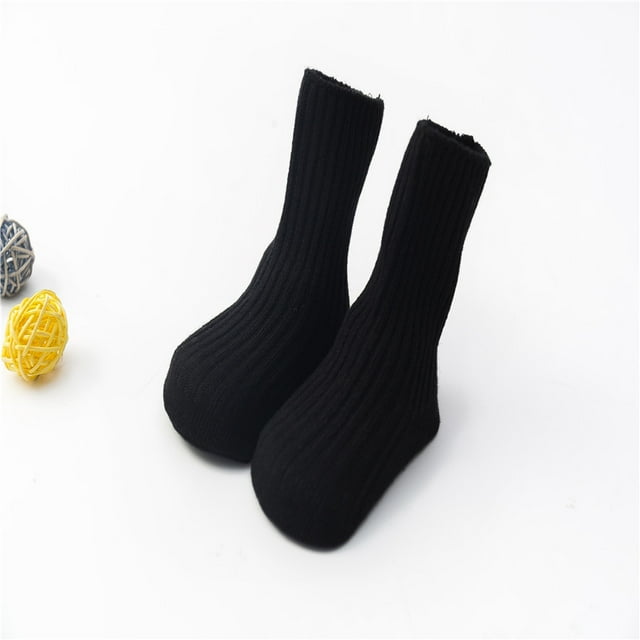 Kmbangi Boy Girl Knit Ribbed Socks Solid Color Letter Ankle Length Breathable Socks