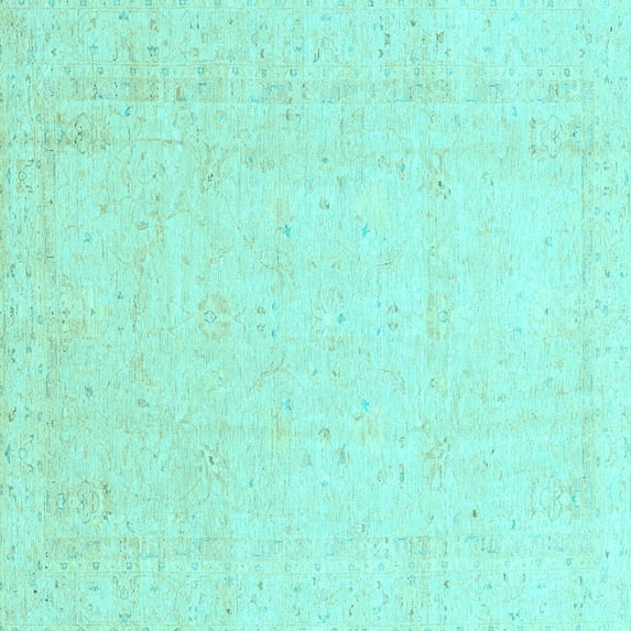Ahgly Company Indoor Square Oriental Light Blue Traditional Area Rugs, 6' Square