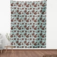 thumbnail image 4 of Ambesonne Floral Fabric by the Yard Upholstery, Flower Ornaments Retro, 1 Yard, Pale Blue Brown, 4 of 5