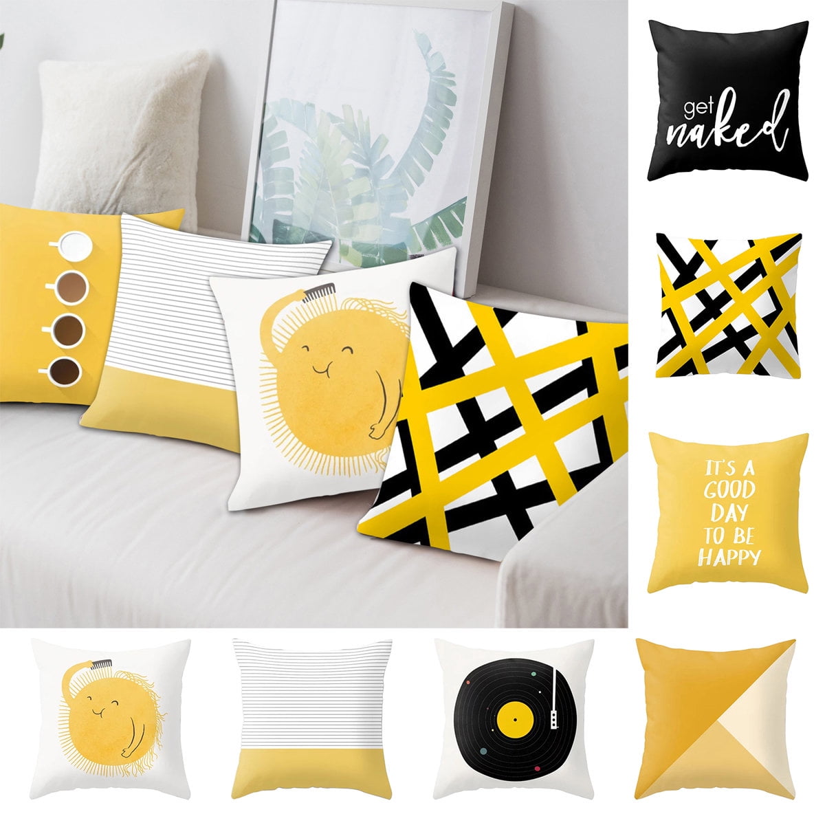 Set of 2 Velvet Cream Yellow Throw Pillow Covers Couch SofaPillowcases 18x18" 