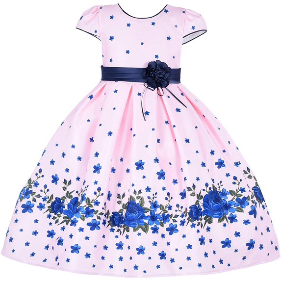 Cosplay Life Floral Dress For Girls and Young Adults Fashion Flower Waistline Kids Party Festival Dress Ages 2-10 Years Old (PINK, 9yrs)