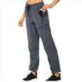 thumbnail image 3 of Pantalones de Senderismo para Mujer, de Secado Rápido, Ligeros, con Cintura Elástica Impermeable, para Todas las Estaciones Gris Oscuro M, 3 of 7