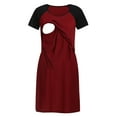 thumbnail image 6 of ZTTD Women's Maternity Short Sleeve Round Neck Dress Nursing Nightgown Breastfeeding Nightshirt Sleepwear Mid-length Dress, Sizes S-L, 6 of 9
