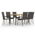 thumbnail image 1 of vidaXL 7 Piece Garden Dining Set Poly Rattan Brown, 1 of 7