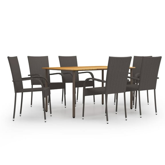vidaXL Dining Set Brown Solid Acacia Wood Large Dining Set Rectangular