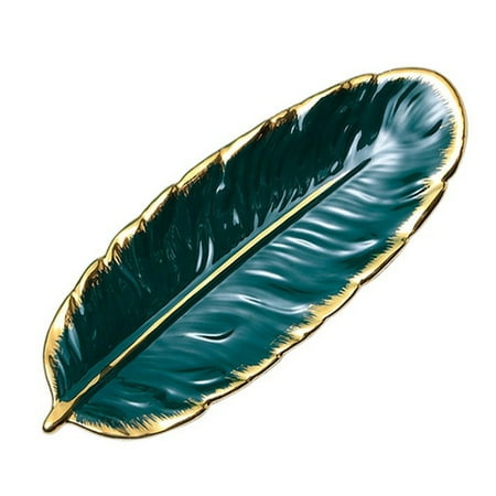 

Meizhencang Exquisite Plate Stylish Porcelain Creative Feather Shape Food Plate for Home