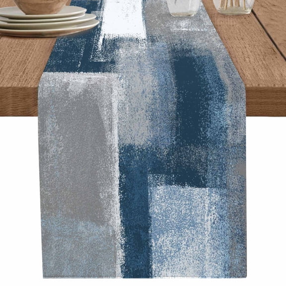 nqOlkjepod Blue Grey Ombre Table Runner 72 Inches Long Farmhouse Dress Scarves, Abstract Vintage Oil Painting Gradient Dining Tablerunner for Coffee Table/Kitchen Island/Party Décor, 13" x 72"