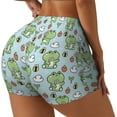 thumbnail image 2 of Xecao Cute Floral Frog Print Workout Shorts for Women Soft Smooth Gym Yoga Scrunch Active Tennis Workout Running Shorts, 2 of 9