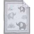 thumbnail image 2 of Little Love by NoJo Dream Big 3pc Mini Crib Set, Comforter, Two Fitted Sheets, Elephant design, Gray and White, 2 of 6