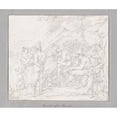 thumbnail image 2 of Dietrich Wilhelm Lindau 23x20 Black Ornate Framed Double Matted Museum Art Print Titled: A Group of Roman Bandits with Their Families and Companions After a Robbery (1824), 2 of 5