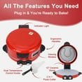 thumbnail image 2 of Pizza Oven 12" Visual Window Pizza Maker Machine 1800W Pizza Cooker For Kitchen Countertop Dual Temperature Control Up To 440 Degrees Celsius  Red, 2 of 7