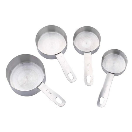 

Set of 4 Food Grade Stainless Steel Measuring Cups Short Handle Nested Baking Tablespoons Food Measuring Spoons 60ML/80ML/125ML/